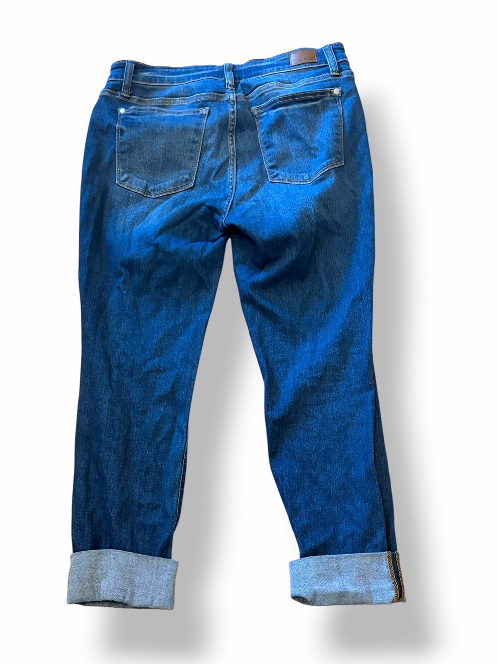 Judy Blue Straight Leg Cropped Jeans Med Wash Stretch Denim Cuff High Rise Sz 31 - Picture 5 of 15